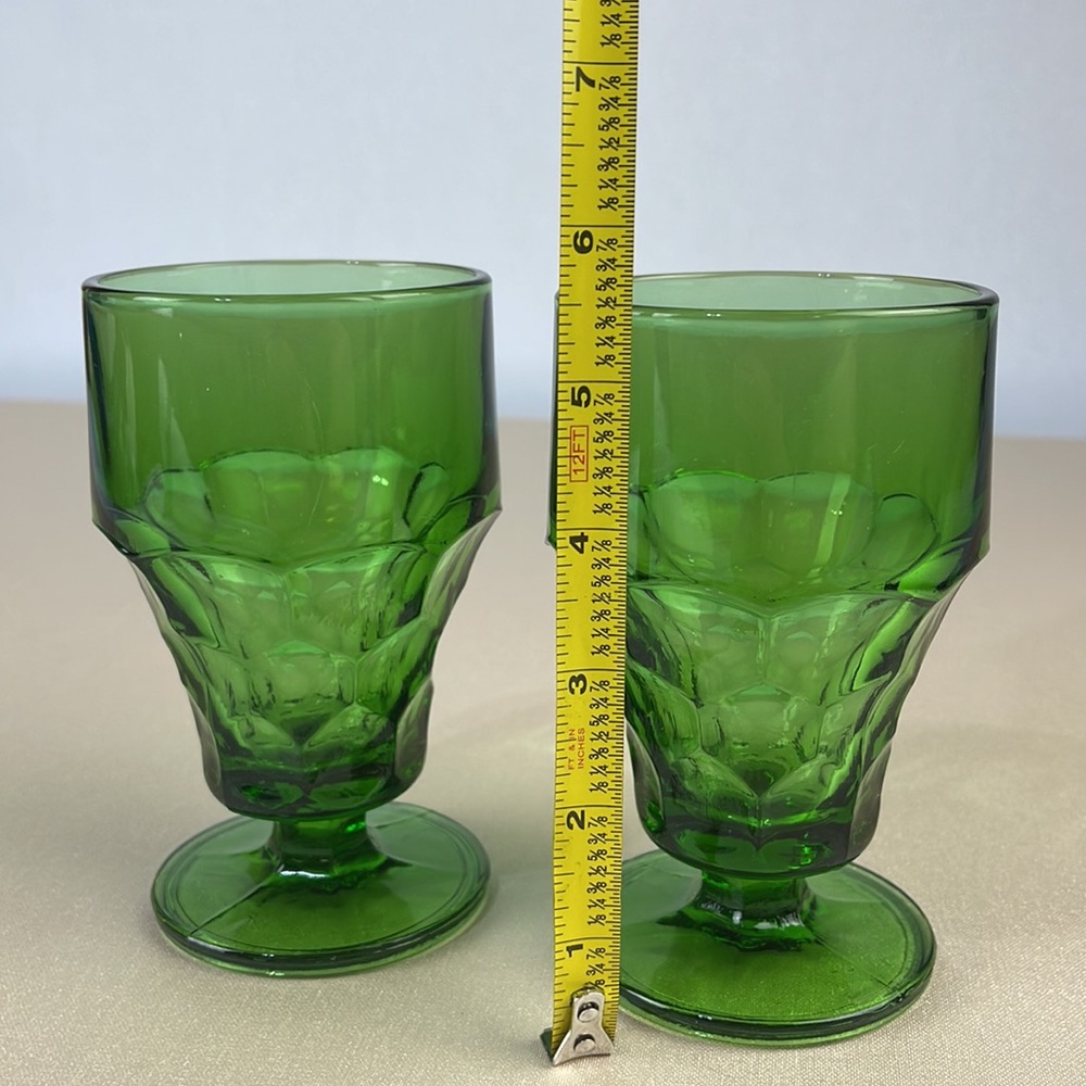 Vintage Green Viking Georgian Pedestal Glasses (set of 2) - Picture 10 of 11